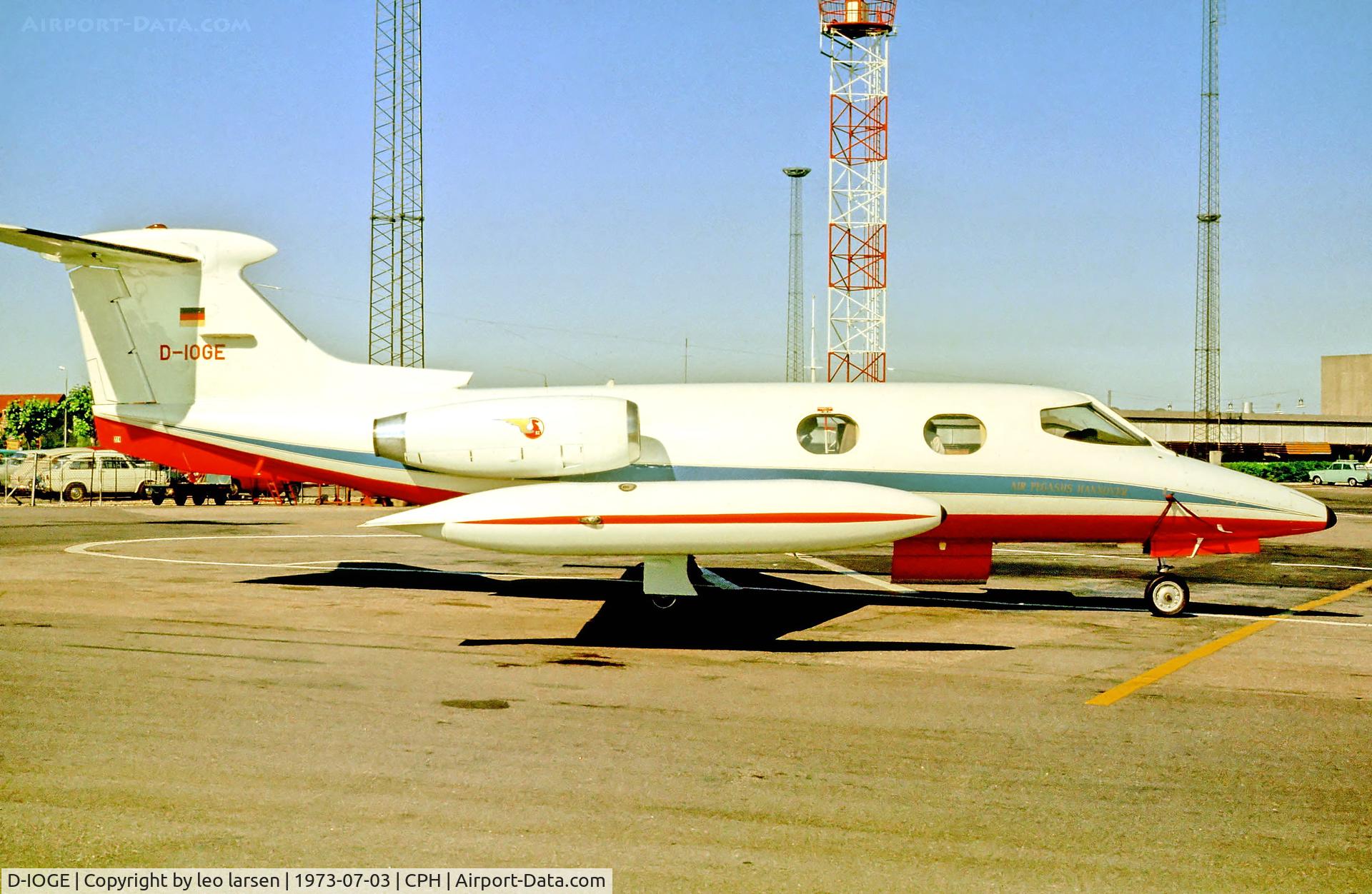 D-IOGE, 1969 Learjet 24B C/N 24B-224, Copenhagen 3.7.1973 from Air Pegasus Hannover