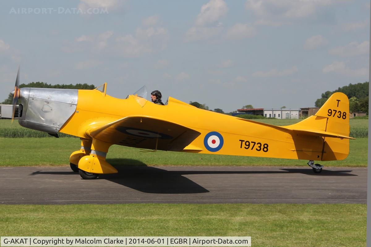 G-AKAT, 1940 Miles M14A Hawk Trainer 3 C/N 2005, Miles M14A Hawk Trainer 3 at Breighton Airfield's Open Cockpit & Biplane Fly-In. June 1st 2014.