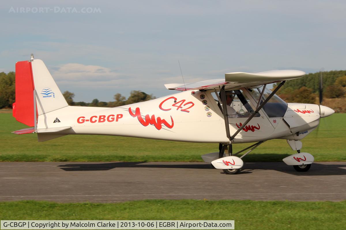 G-CBGP, 2001 Comco Ikarus C42 FB UK C/N PFA 322-13741, Comco Ikarus C42 FB UK at Breighton Airfield's Pre-Hibernation Fly-In. October 6th 2013.