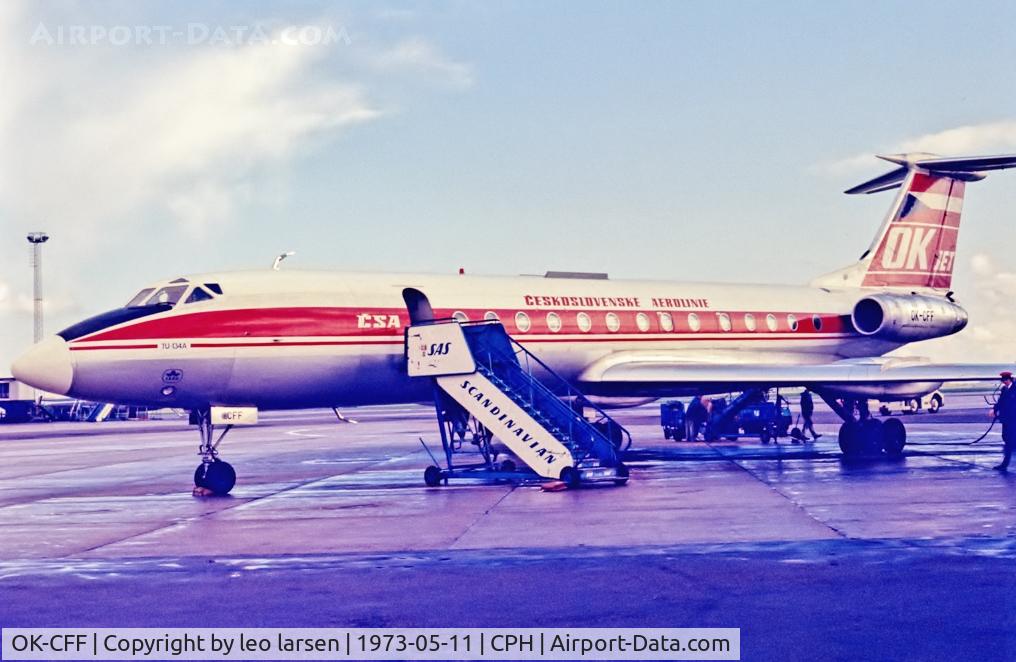 OK-CFF, 1972 Tupolev Tu-134A C/N 2351603, Copenhagen 11.5.1973