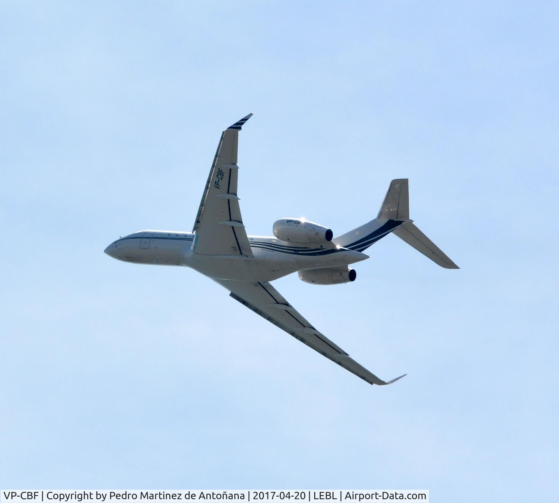 VP-CBF, 2013 Bombardier Global 5000 (BD-700-1A11) C/N 9584, El Prat  -  Barcelona  -  España