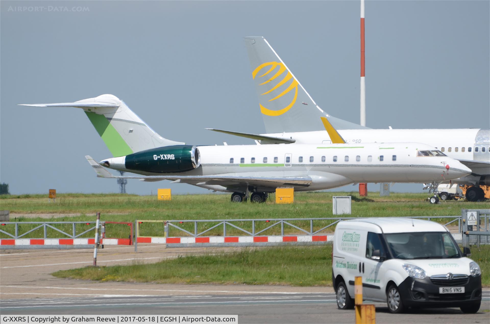 G-XXRS, 2004 Bombardier BD-700-1A10 Global Express C/N 9169, Parked at Norwich.