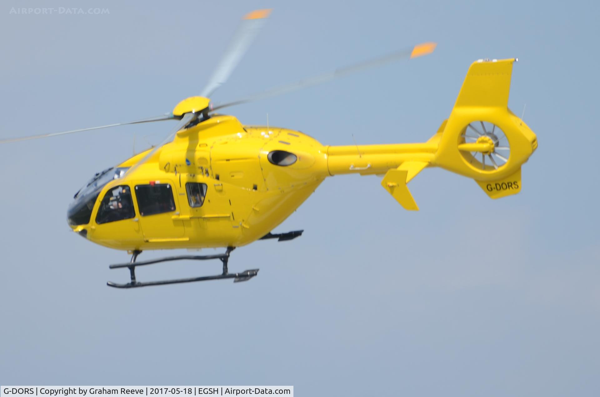 G-DORS, 2006 Eurocopter EC-135T-2+ C/N 0517, Departing from Norwich.