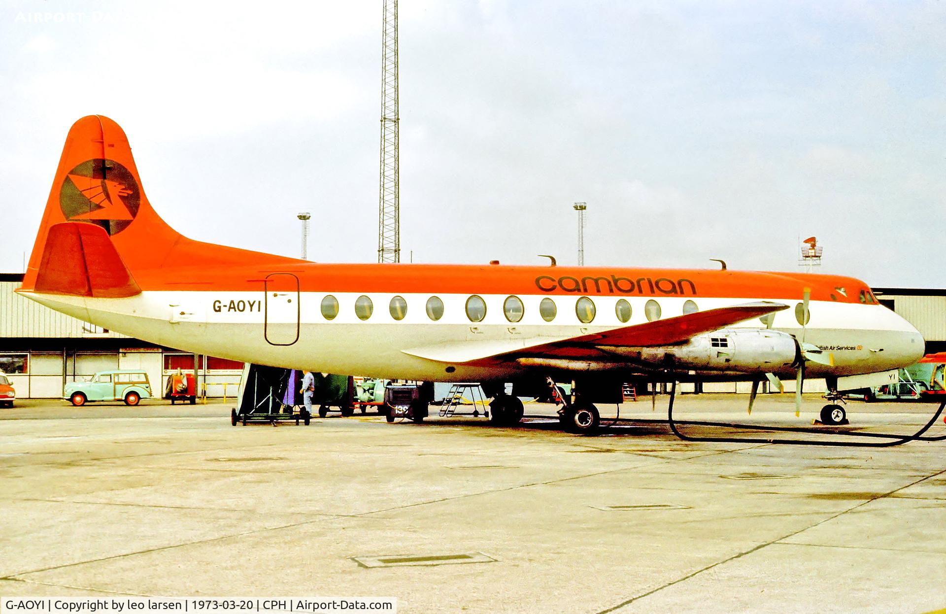 G-AOYI, 1957 Vickers Viscount 806 C/N 257, Copenhagen 20.3.1973