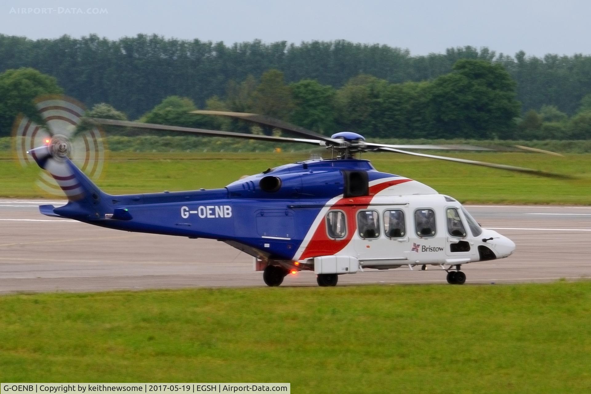 G-OENB, 2013 AgustaWestland AW189 C/N 49008, Leaving for air test as Bristow 84B.