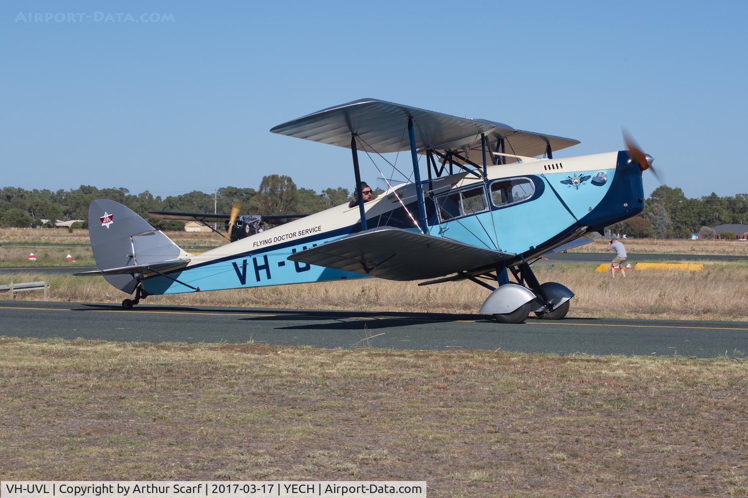 VH-UVL, 1935 De Havilland DH.83 Fox Moth C/N 4015, AAAA fly in Echuca March 2017
