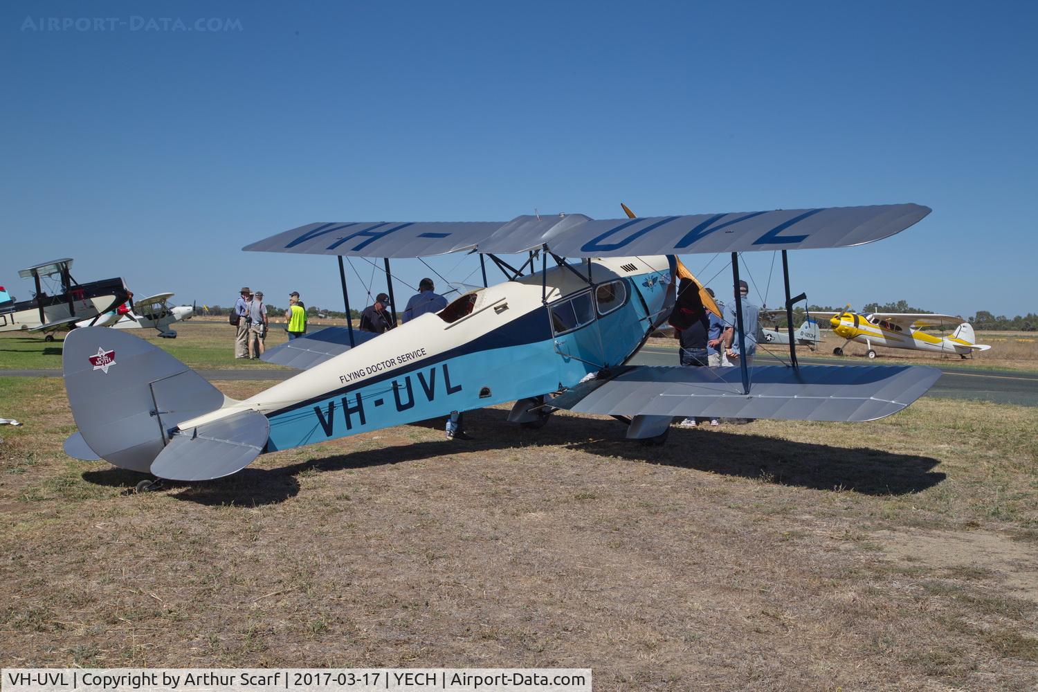VH-UVL, 1935 De Havilland DH.83 Fox Moth C/N 4015, AAAA fly in Echuca March 2017