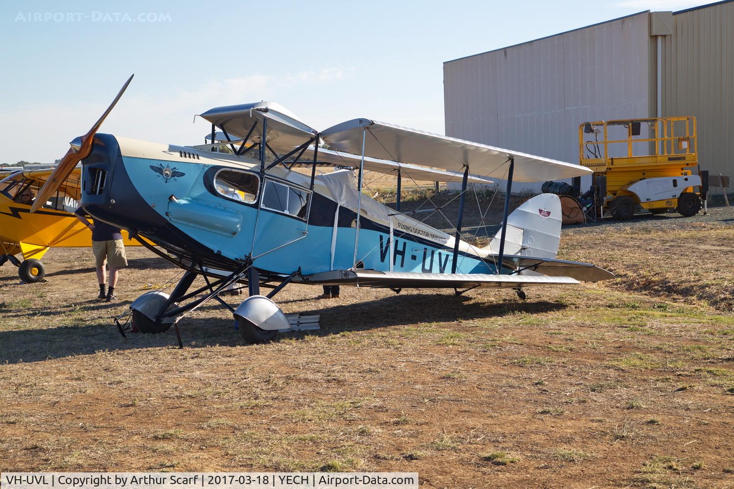 VH-UVL, 1935 De Havilland DH.83 Fox Moth C/N 4015, AAAA fly in Echuca March 2017