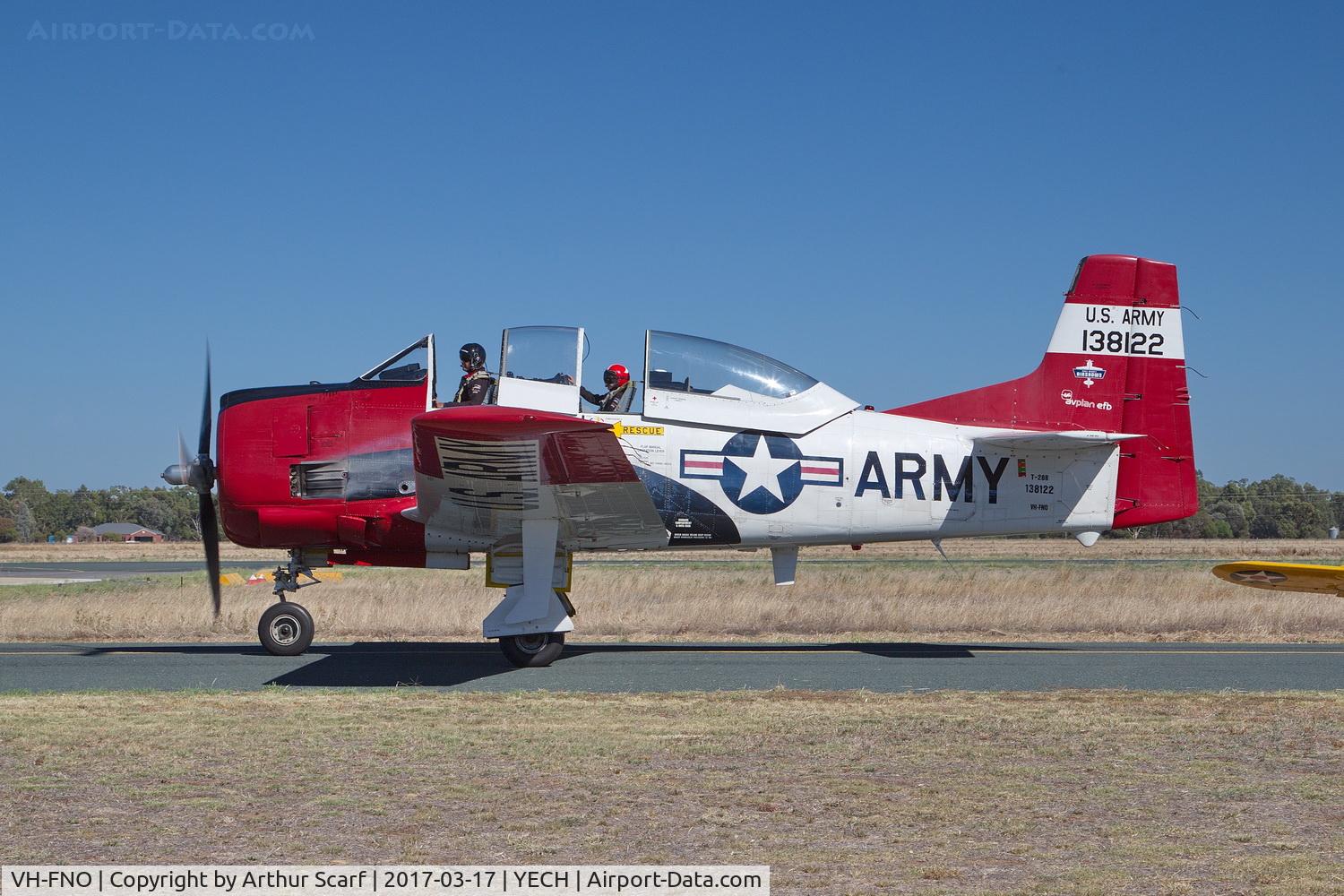 VH-FNO, 1954 North American T-28B Trojan C/N 200-193, AAAA fly in Echuca March 2017