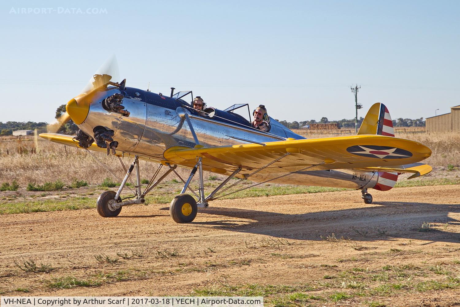 VH-NEA, 1941 Ryan PT-22C Recruit (ST3KR) C/N 1590, AAAA fly in Echuca March 2017
