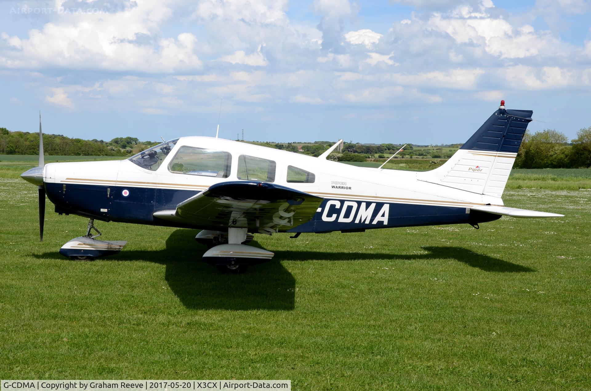 G-CDMA, 1974 Piper PA-28-151 Cherokee Warrior C/N 28-7415650, Parked at Northrepps.