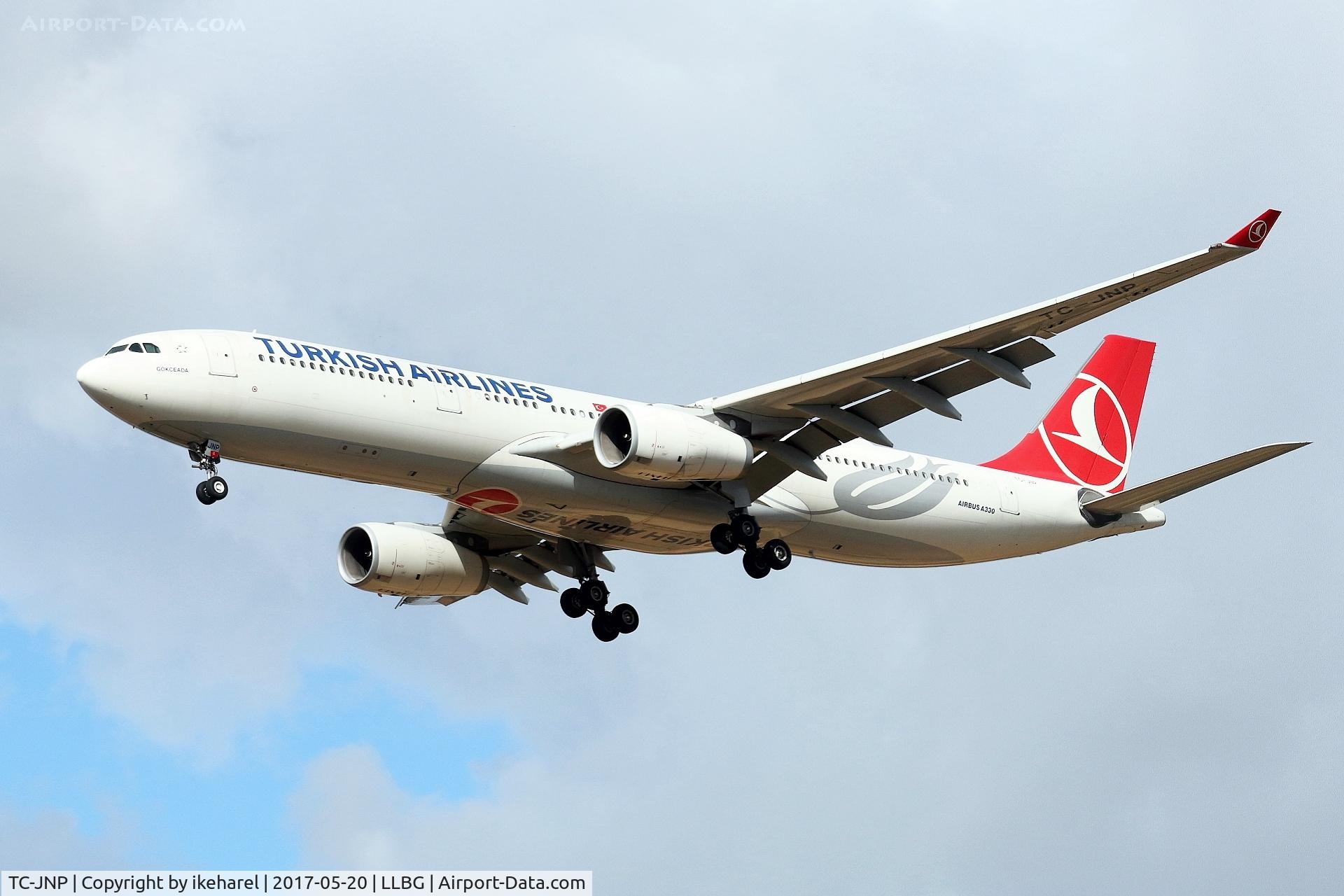 TC-JNP, 2012 Airbus A330-343 C/N 1307, Second landing attempt, for this flight from Istanbul, after an aborted first landing due to (only assume) strong cross-wind. A real time touch & go.