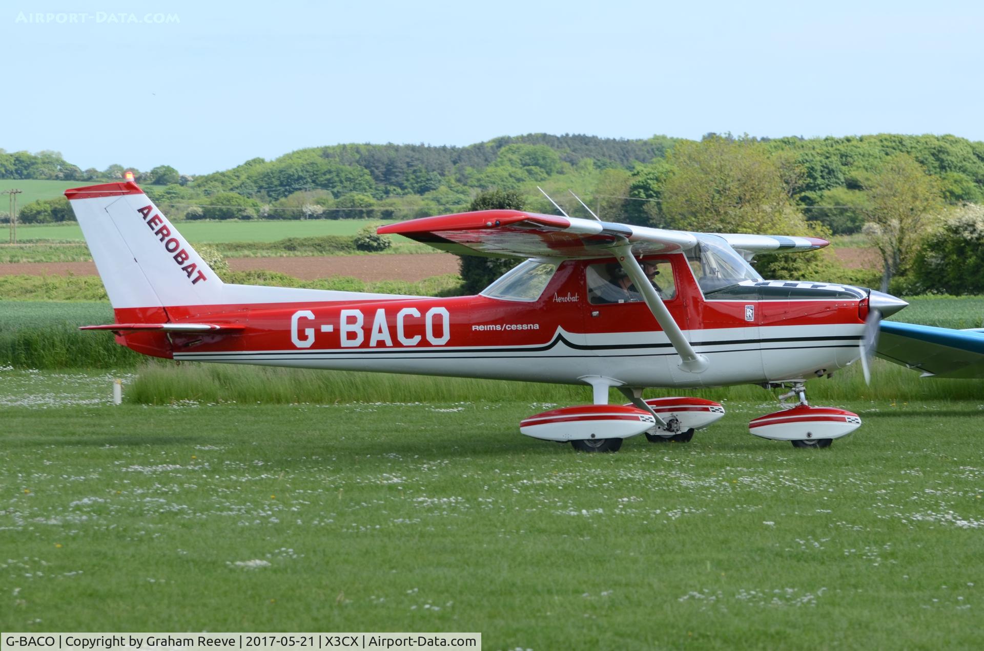G-BACO, 1972 Reims FRA150L Aerobat C/N 0163, Just landed at Northrepps.