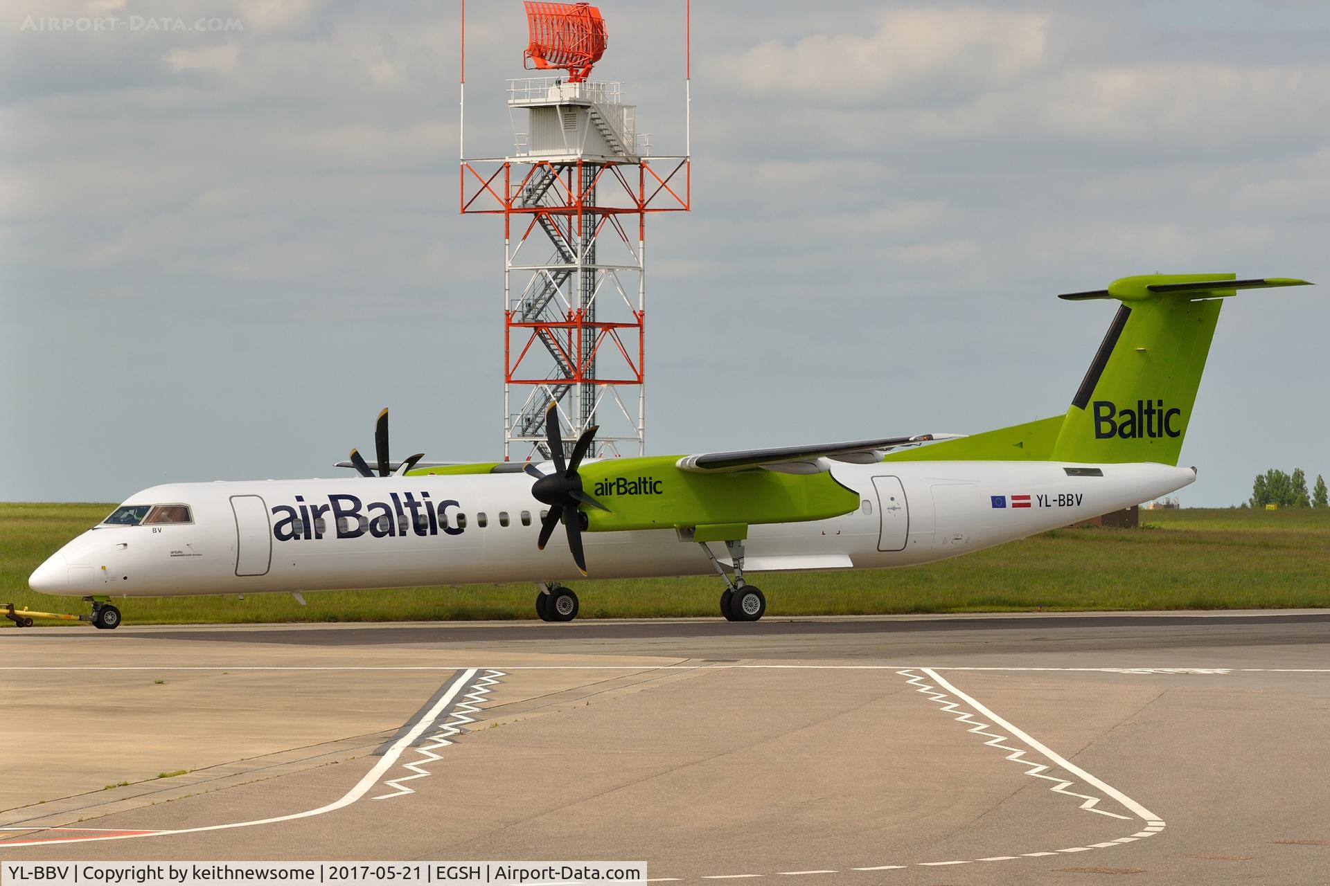YL-BBV, 2013 De Havilland Canada DHC-8-402Q Dash 8 C/N 4444, Being towed from spray shop.