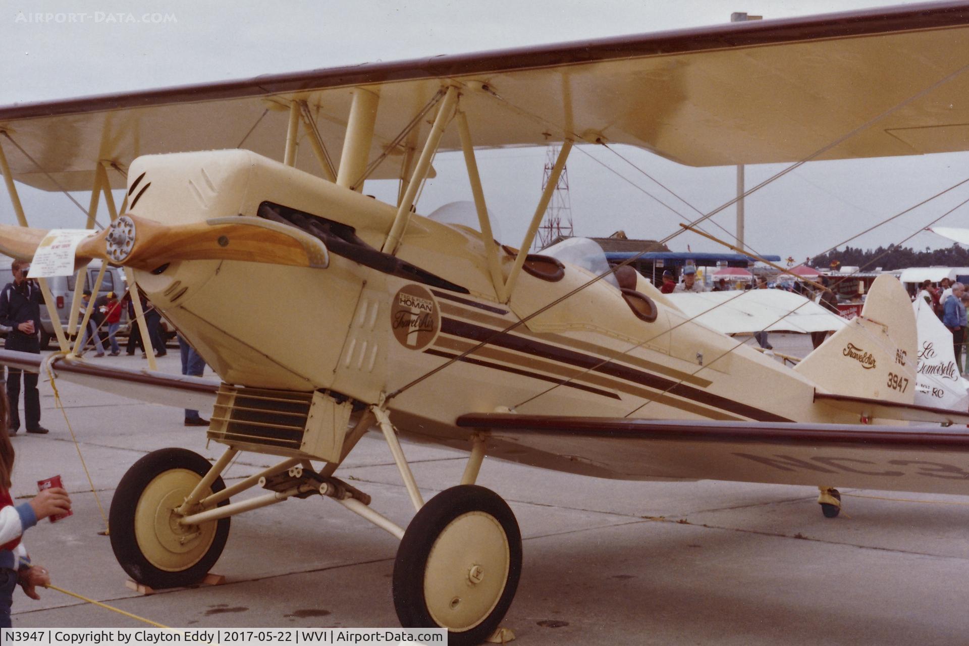 N3947, 1928 Travel Air 3000 C/N 321, Watsonville Airport California 1983.