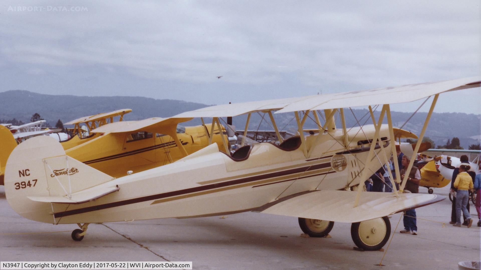 N3947, 1928 Travel Air 3000 C/N 321, Watsonville Airport California 1983.