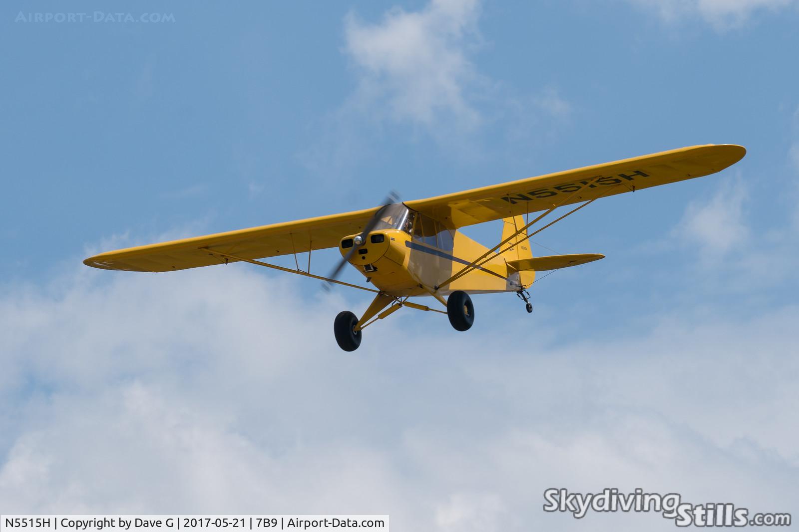 N5515H, 1949 Piper PA-11 Cub Special C/N 11-1017, Cub Special on final to Ellington, CT