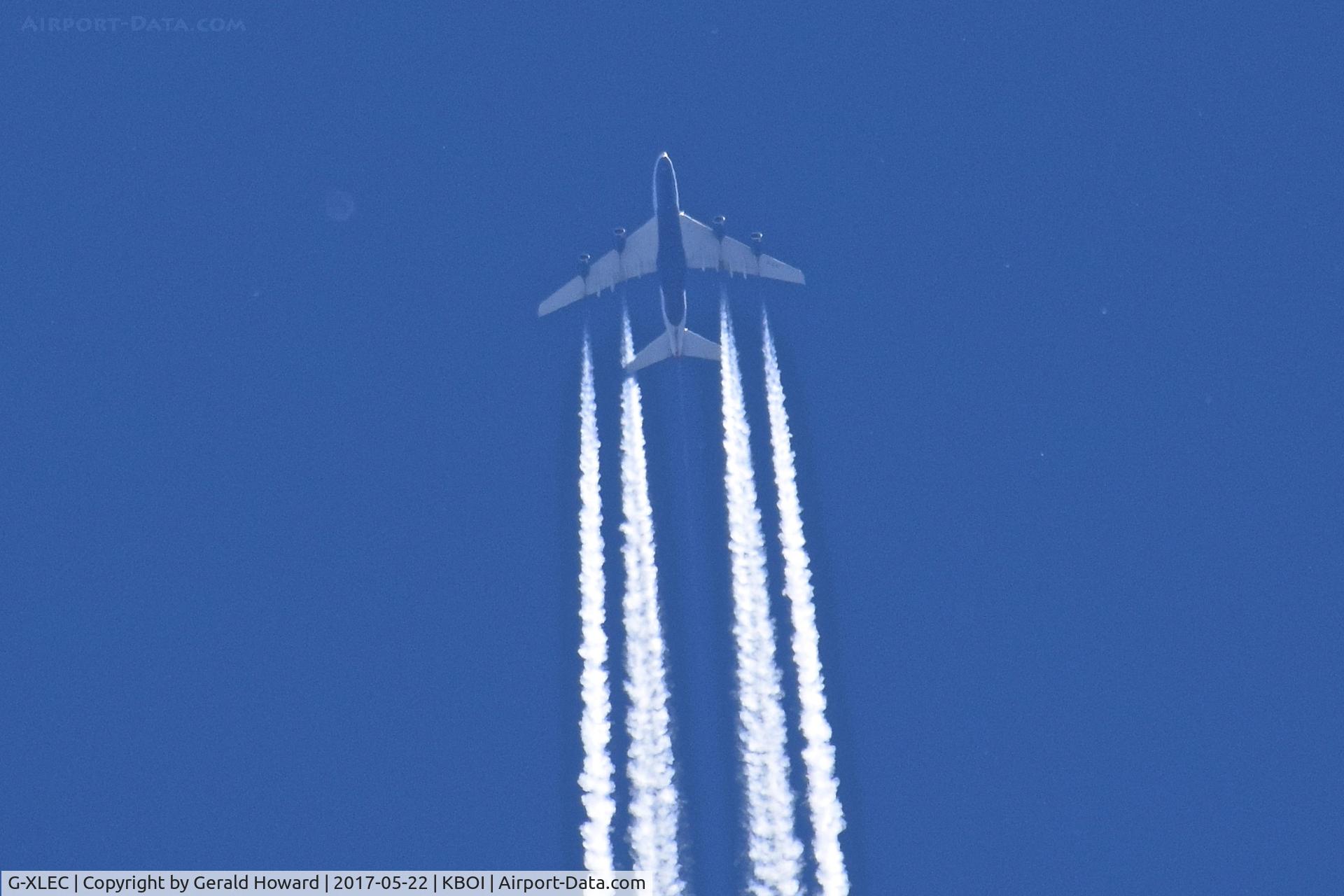 G-XLEC, 2013 Airbus A380-841 C/N 124, British Airways FLT #BA-283, LHR to LAX over KBOI at 39,000 feet.