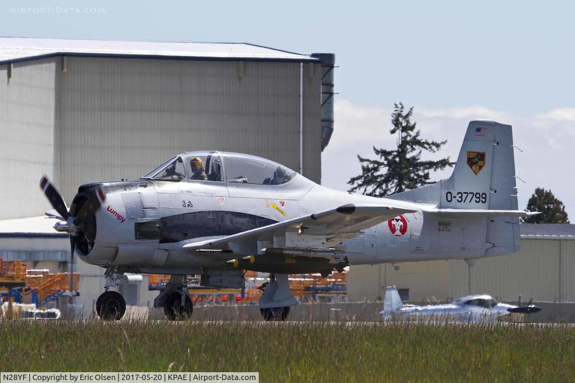 N28YF, 1953 North American T-28D Trojan C/N 200-162, T-28D taking off for Paine Field GA Day.