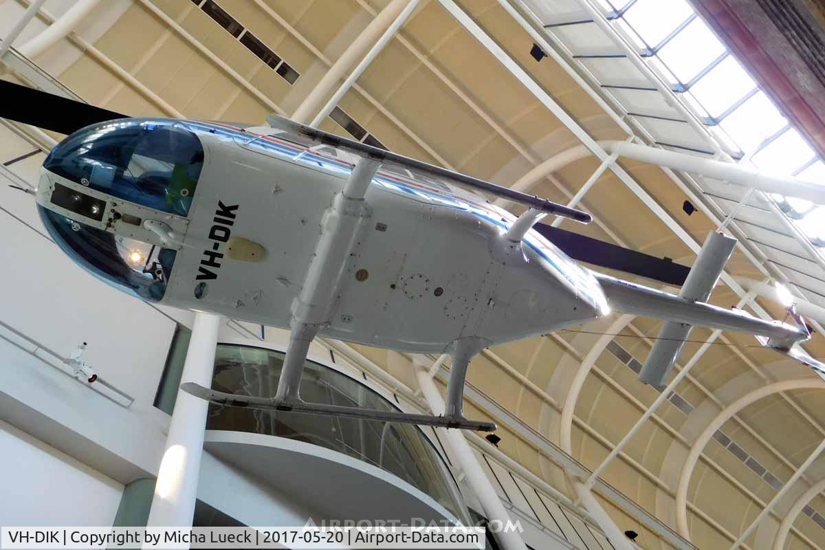VH-DIK, 1982 Bell 206B JetRanger III C/N 3653, Dick Smith did the first solo round-the-world flight with a helicopter on this JetRanger in 1983. Preserved at the Powerhouse Museum in Sydney.