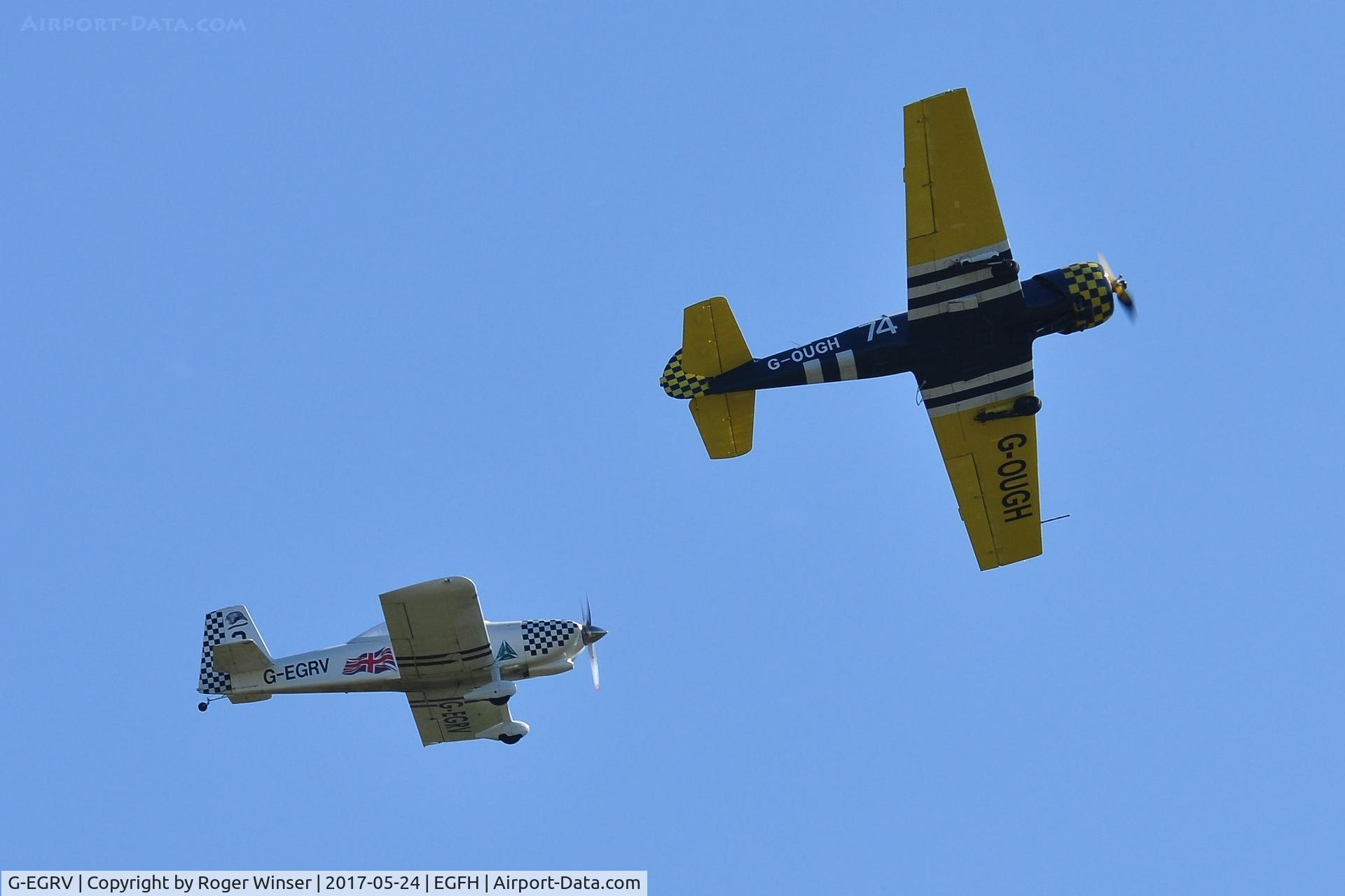 G-EGRV, 2007 Vans RV-8 C/N PFA 303-13639, Osprey formation. Raven 3 in formation led by G-OUGH in a run and break over Runway 28.