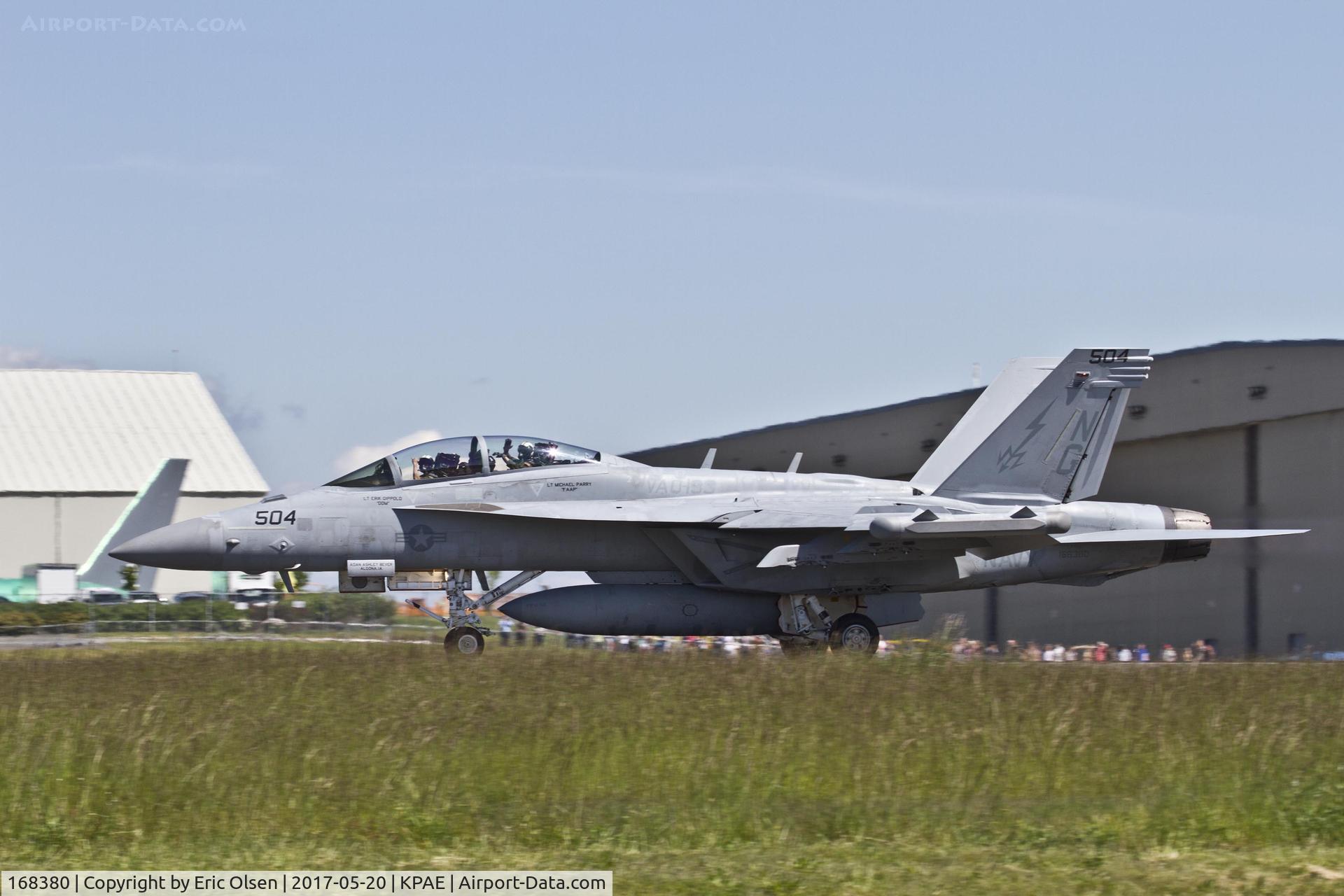 168380, Boeing EA-18G Growler C/N G-66, Growler taking off at Paine Field after being on static display for the 2017 Paine Field GA day.
