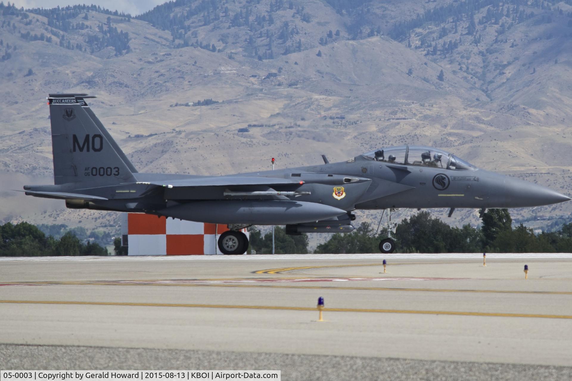 05-0003, 2005 Boeing F-15SG Strike Eagle C/N SG3, Starting take off roll on RWY 10R. 428th Fighter Sq., 366th Fighter Wing, Mountain Home AFB, Idaho.