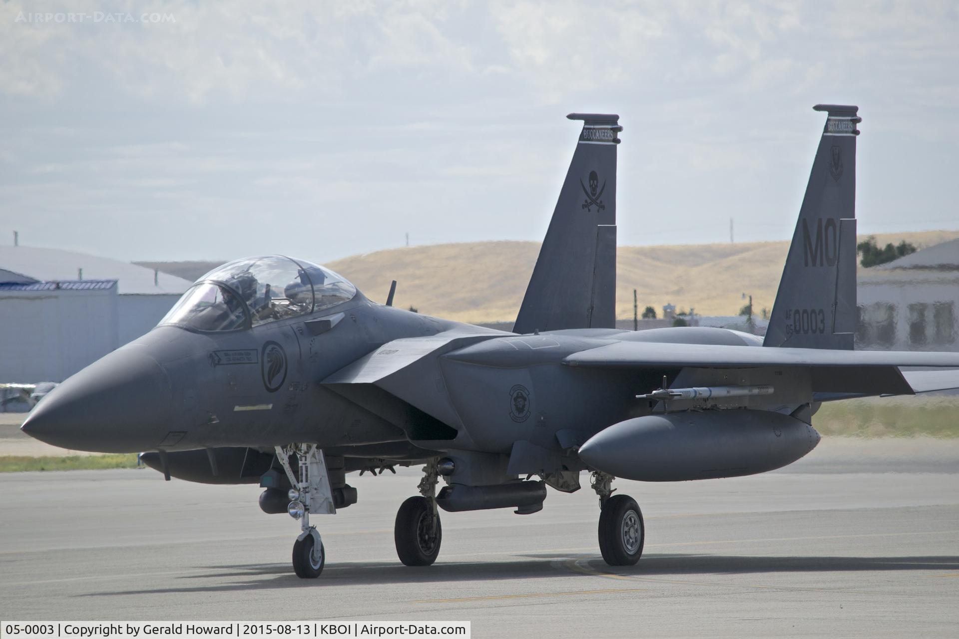 05-0003, 2005 Boeing F-15SG Strike Eagle C/N SG3, Taxiing on Juliet. 428th Fighter Sq., 366th Fighter Wing, Mountain Home AFB, Idaho.