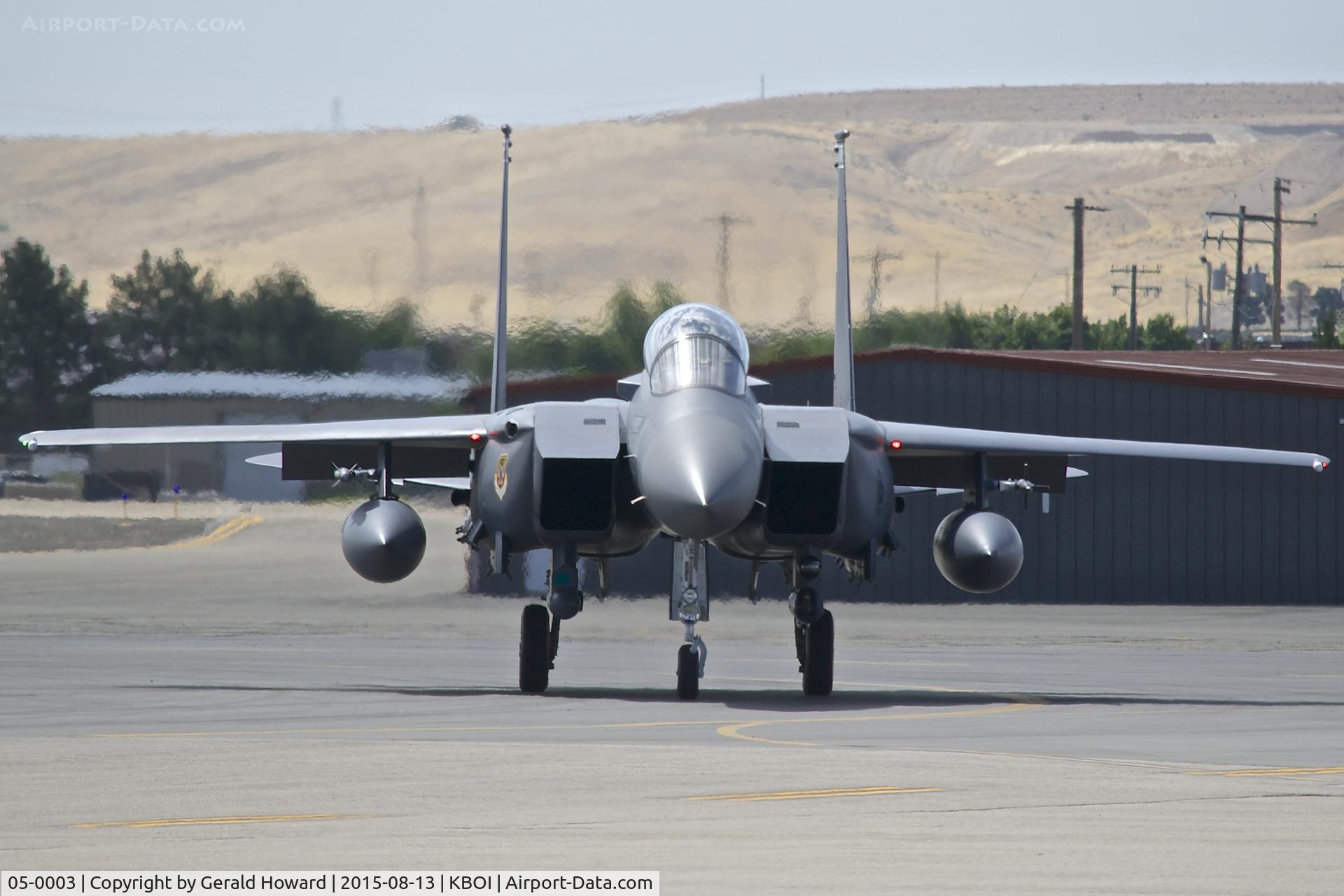 05-0003, 2005 Boeing F-15SG Strike Eagle C/N SG3, Taxiing for RWY 10R. 428th Fighter Sq., 366th Fighter Wing, Mountain Home AFB, Idaho.
