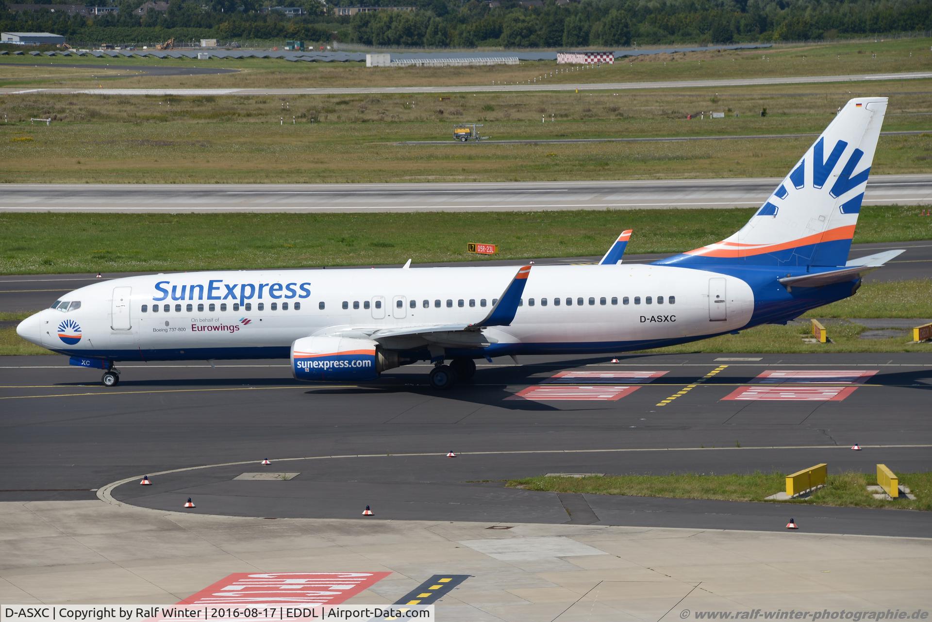 D-ASXC, 2001 Boeing 737-86N C/N 30806, Boeing 737-86N(W) - XG SXD SunExpress Germany opf EWG Eurowings - 30806 - D-ASXC - 17.08.2016 - DUS