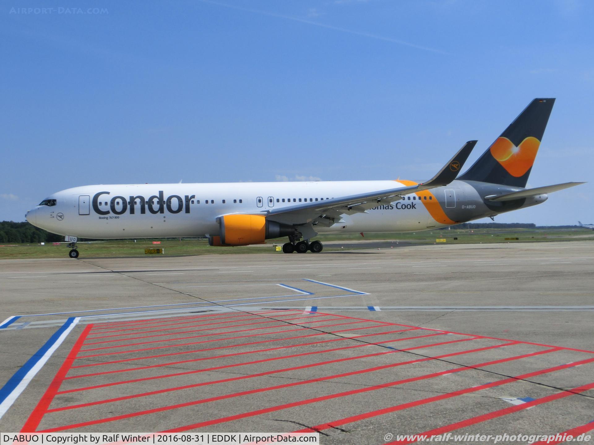 D-ABUO, 2001 Boeing 767-3Q8/ER C/N 29387, Boeing 767-3Q8ER - DE CFG Condor - 29387 - D-ABUO - 31.08.2016 - CGN