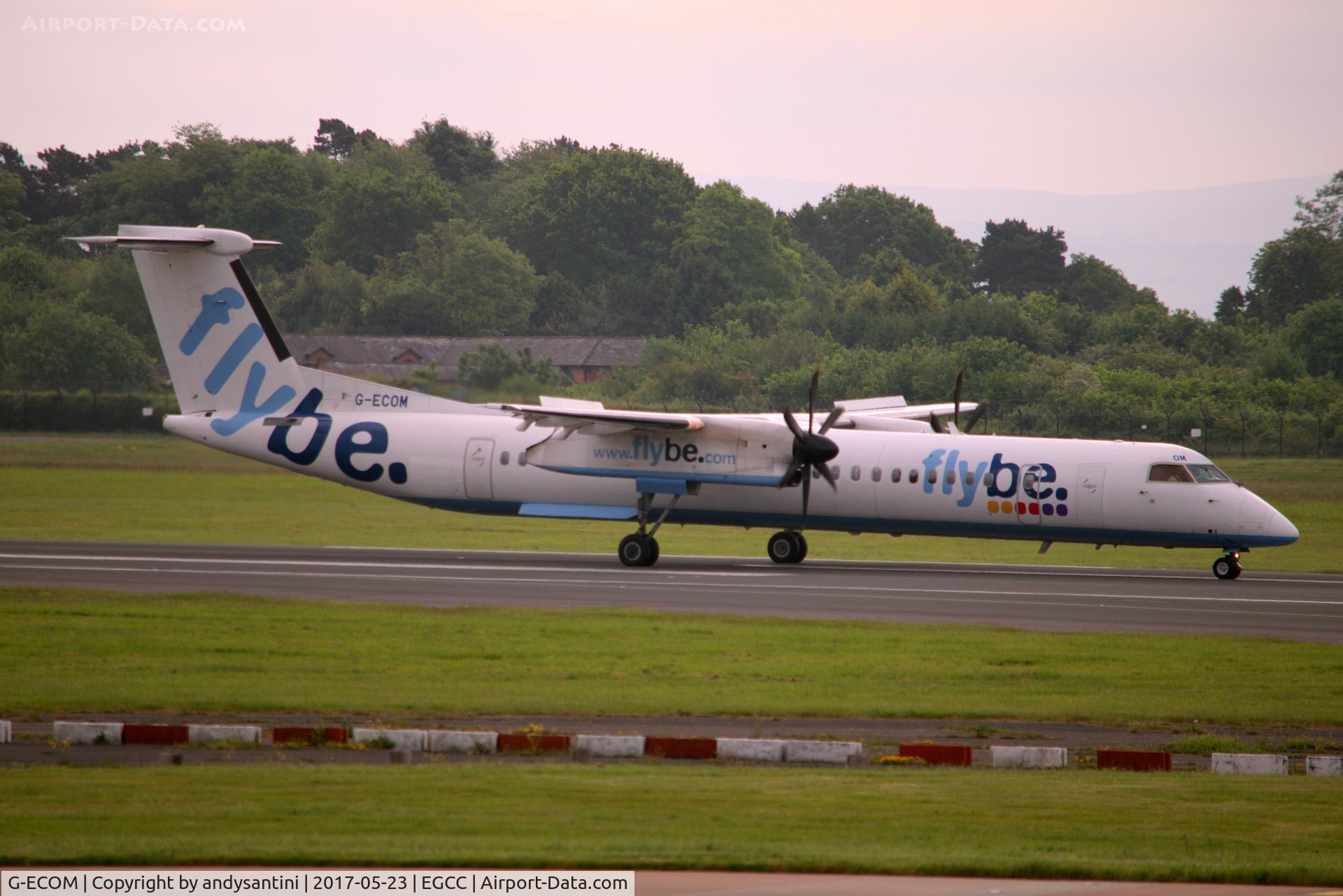 G-ECOM, 2008 De Havilland Canada DHC-8-402Q Dash 8 C/N 4233, just landed on runway 23R