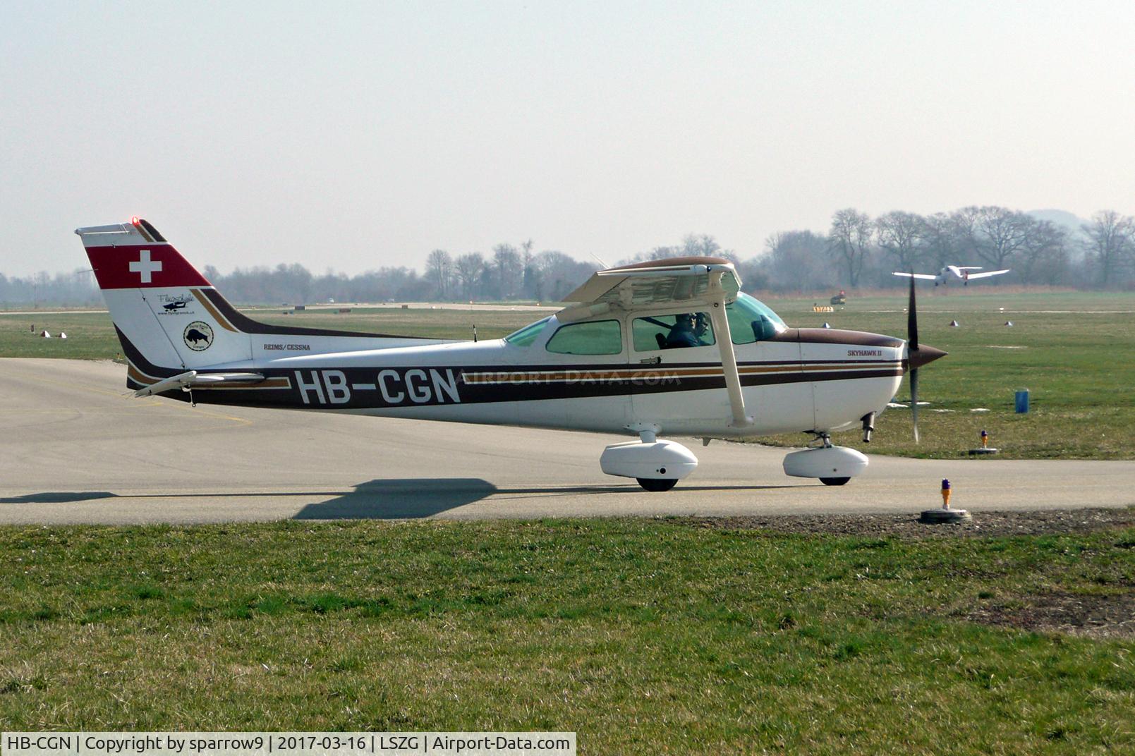 HB-CGN, 1982 Reims F172P Skyhawk C/N 2139, at Grenchen Airport