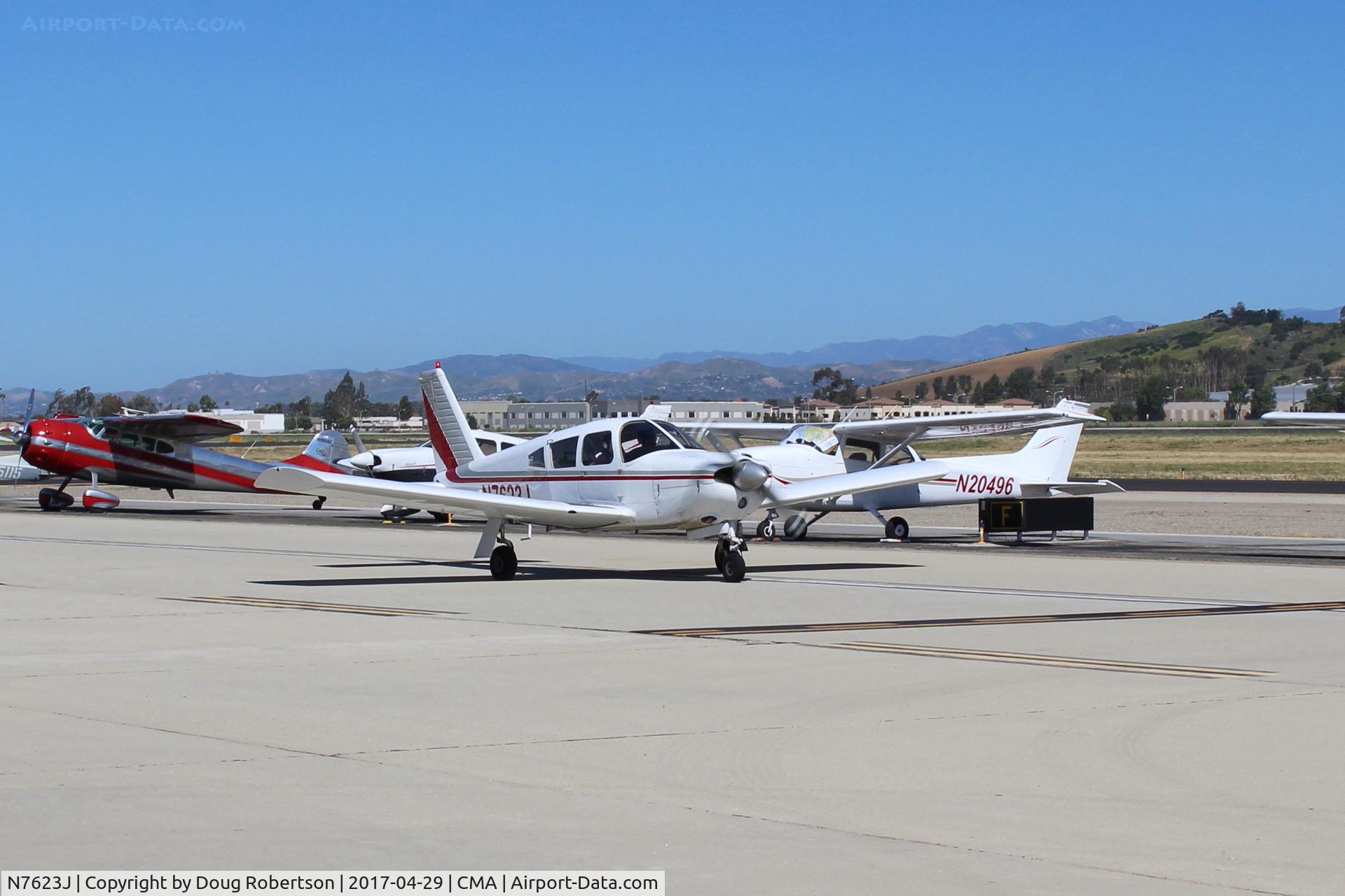 N7623J, 1968 Piper PA-28R-180 Cherokee Arrow C/N 28R-31018, 1968 Piper PA-28R-180 ARROW 180, Lycoming IO-360-B1E 180 Hp, taxi to AOPA FLY-IN