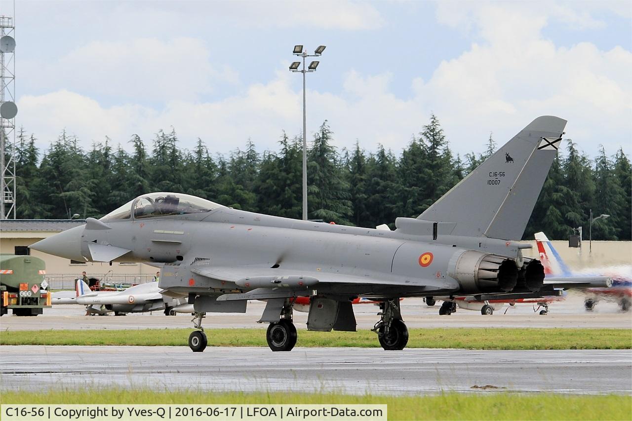 C16-56, Eurofighter EF-2000 Typhoon S C/N SS038, Spanish Air Force Eurofighter EF-2000 Typhoon S, Taxiing to flight line, Avord Air Base 702 (LFOA) Open day 2016