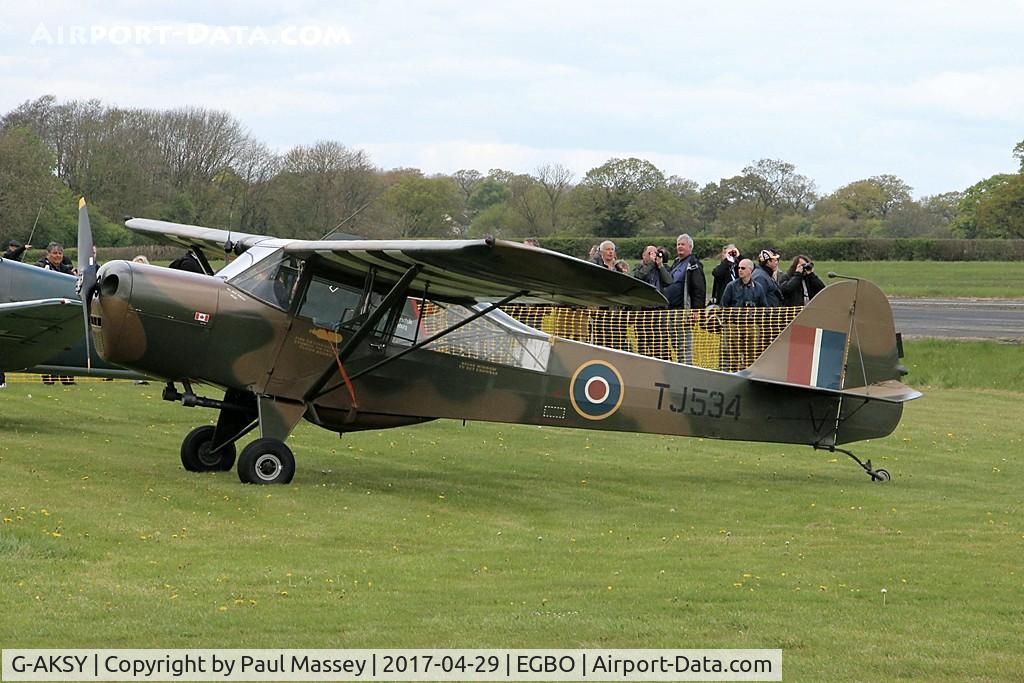 G-AKSY, 1944 Taylorcraft J Auster 5 C/N 1567, @ the Radial&Trainers Fly-In Wolverhampton(Halfpenny Green)Airport. Painted as R.A.F.TJ534. Ex:-F-BGOO.