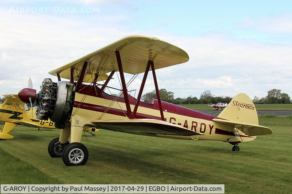 G-AROY, 1942 Boeing PT-17 Kaydet (A75N1) C/N 75-4775, @ the Radial&Trainers Fly-In Wolverhampton(Halfpenny Green)Airport. Ex:-N56418.