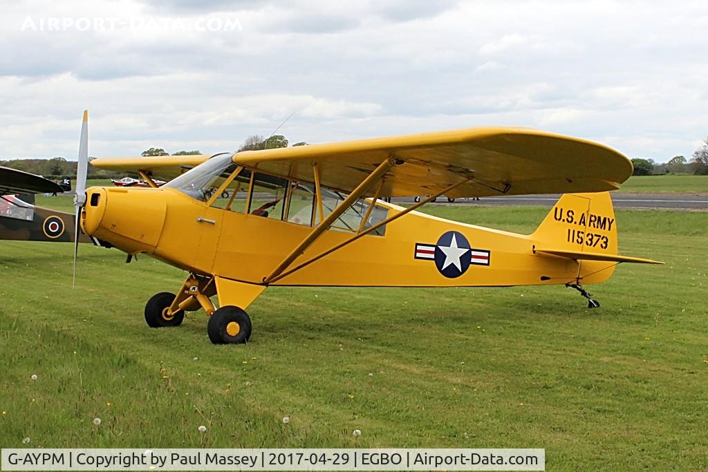 G-AYPM, 1951 Piper L-18C Super Cub C/N 18-1373, @ the Radial&Trainers Fly-In Wolverhampton(Halfpenny Green) Airport. Painted as U.S.Army 115373.