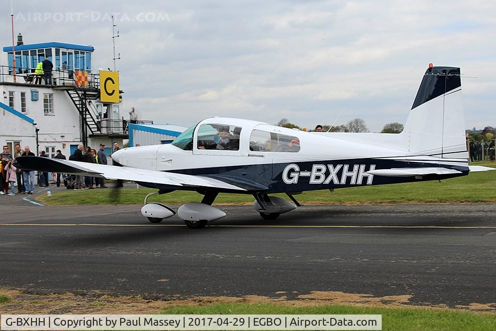 G-BXHH, 1976 Grumman American AA-5A Cheetah C/N AA5A-0105, @ the Radial&Trainers Fly-In Wolverhampton(Halfpenny Green) Airport. Ex:-N9705U.