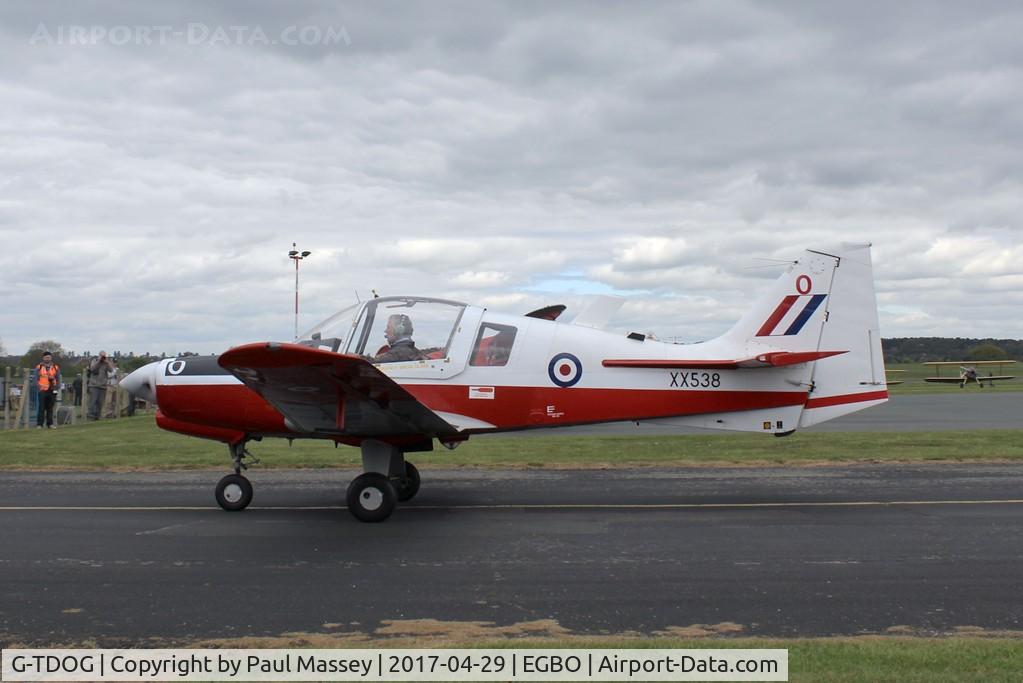G-TDOG, 1973 Scottish Aviation Bulldog T.1 C/N BH.120/230, @ the Radial&Trainers Fly-In Wolverhampton(Halfpenny Green)Airport. Painted as R.A.F.XX538/0