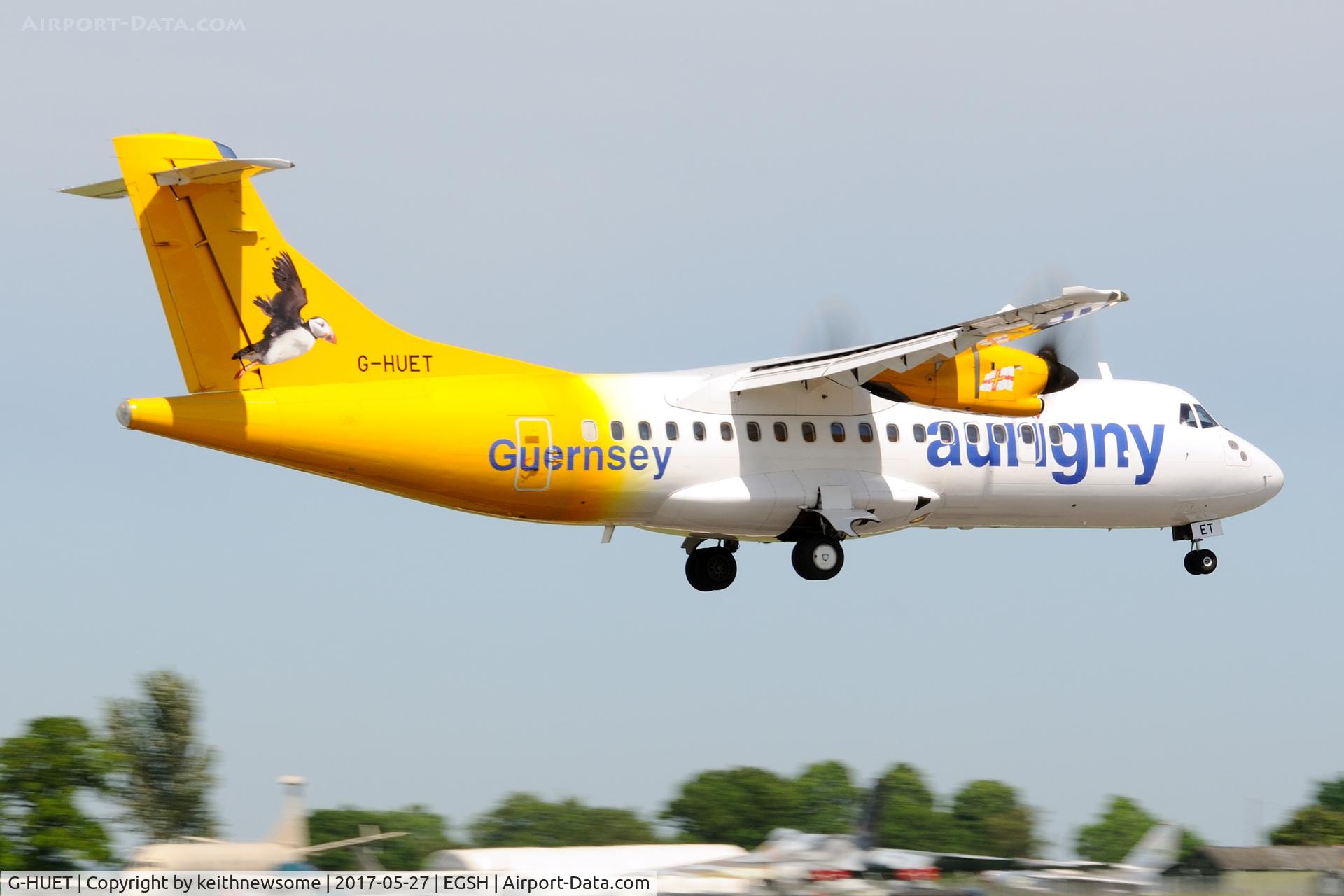 G-HUET, 1999 ATR 42-500 C/N 584, Arriving from Guernsey.