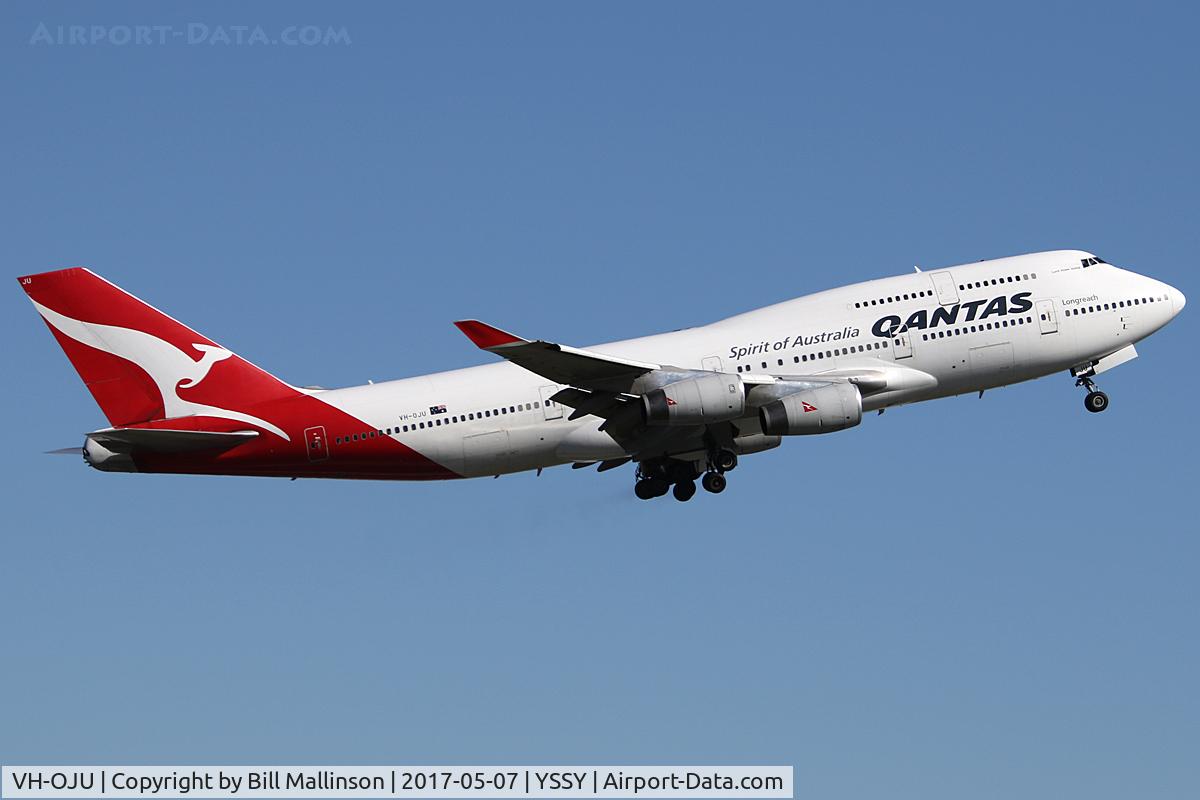 VH-OJU, 1999 Boeing 747-438 C/N 25566, away from 34L