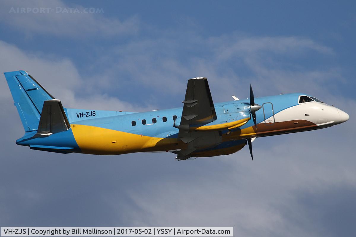 VH-ZJS, 1990 Saab 340B C/N 340B-186, away from 34L