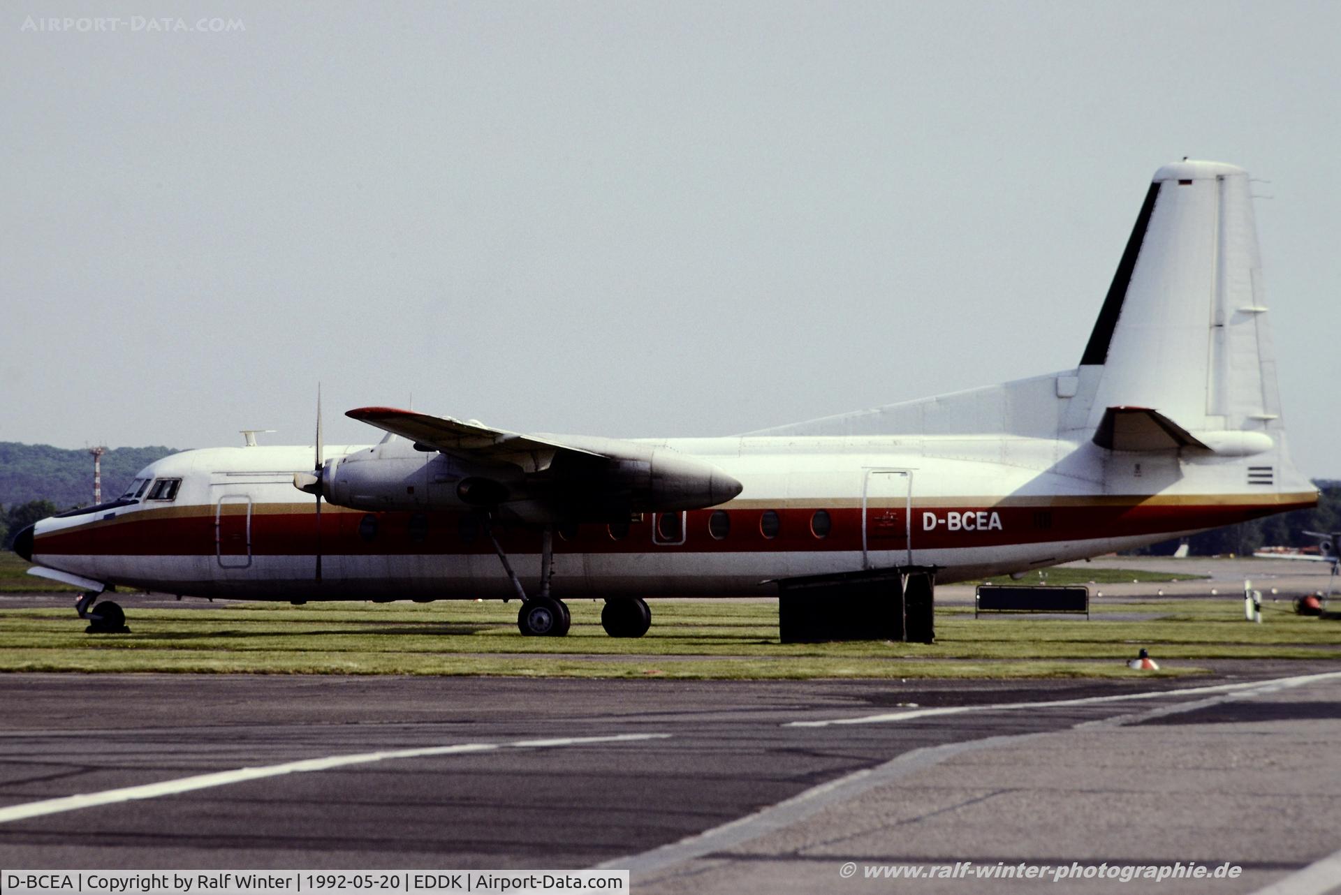 D-BCEA, 1965 Fairchild Hiller F-27J C/N 115, Fairchild Hiller F-27J - Air Traffic GmbH  Lara Express Aviation - 115 - D-BCEA - 20.05.1992 - CGN