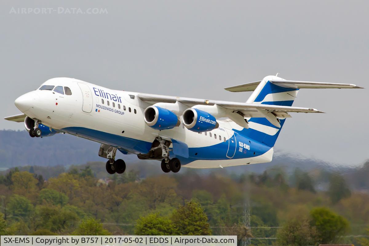 SX-EMS, 1996 British Aerospace Avro 146-RJ85 C/N E.2296, Takeoff from STR