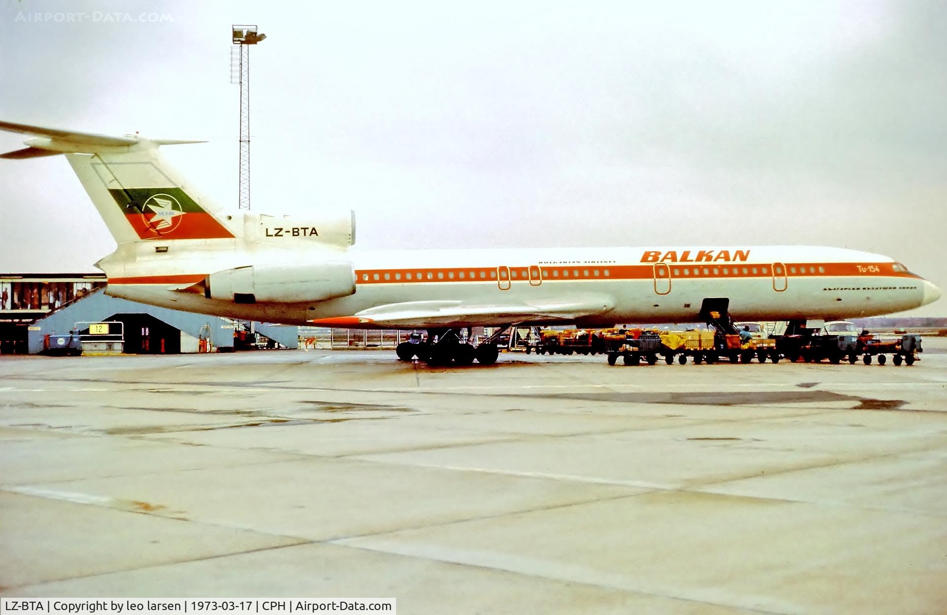 LZ-BTA, 1972 Tupolev Tu-154A C/N 72A026, Copenhagen 17.3.1973
