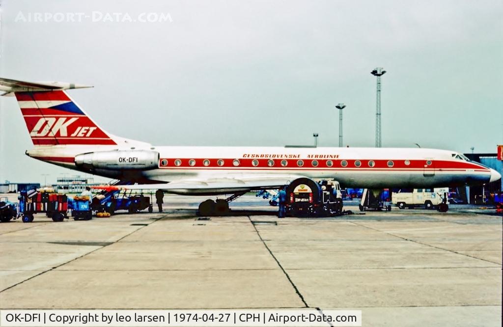 OK-DFI, 1973 Tupolev Tu-134A C/N 3351908, Copenhagen 27.4.1974