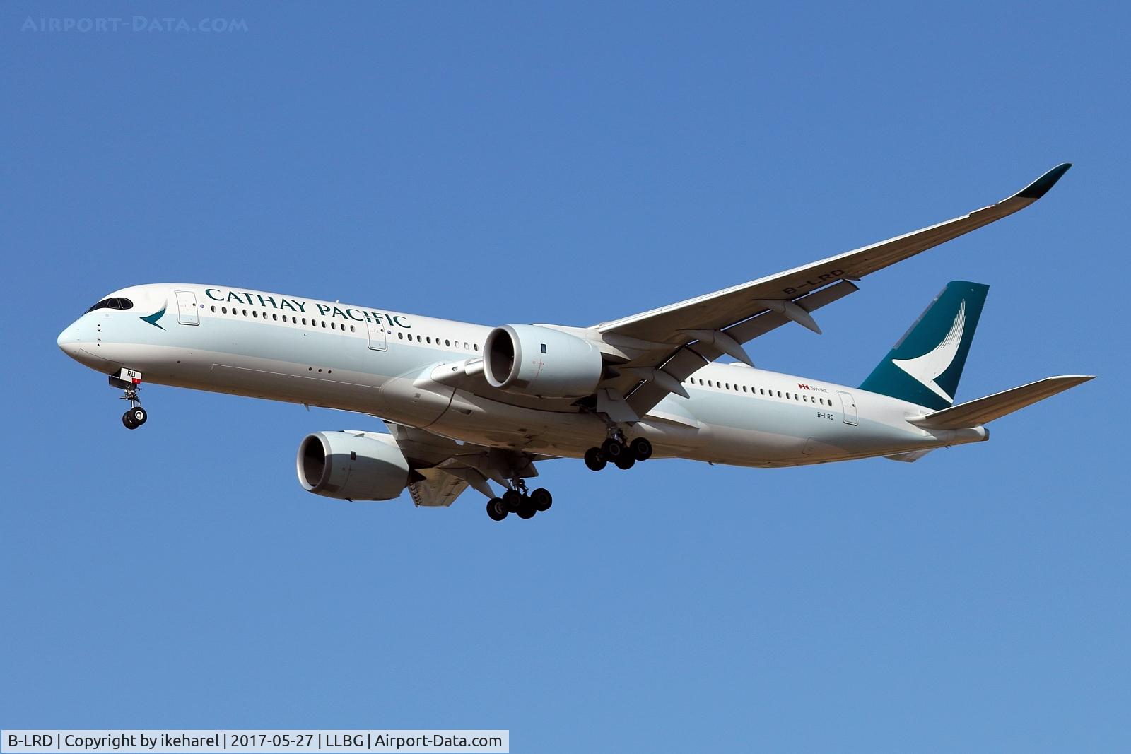 B-LRD, 2016 Airbus A350-941 C/N 038, Fight duration 12h07m from HK, upon landing on runway 12.