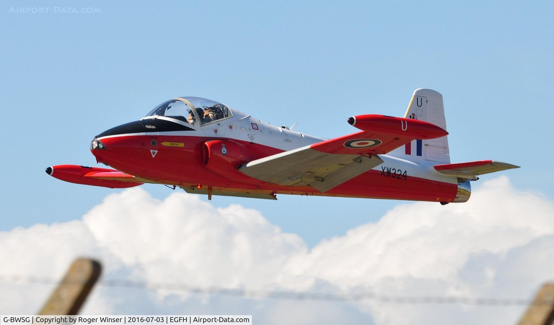G-BWSG, 1970 BAC 84 Jet Provost T.5 C/N EEP/JP/988, Low pass after displaying at the Wales National Airshow.