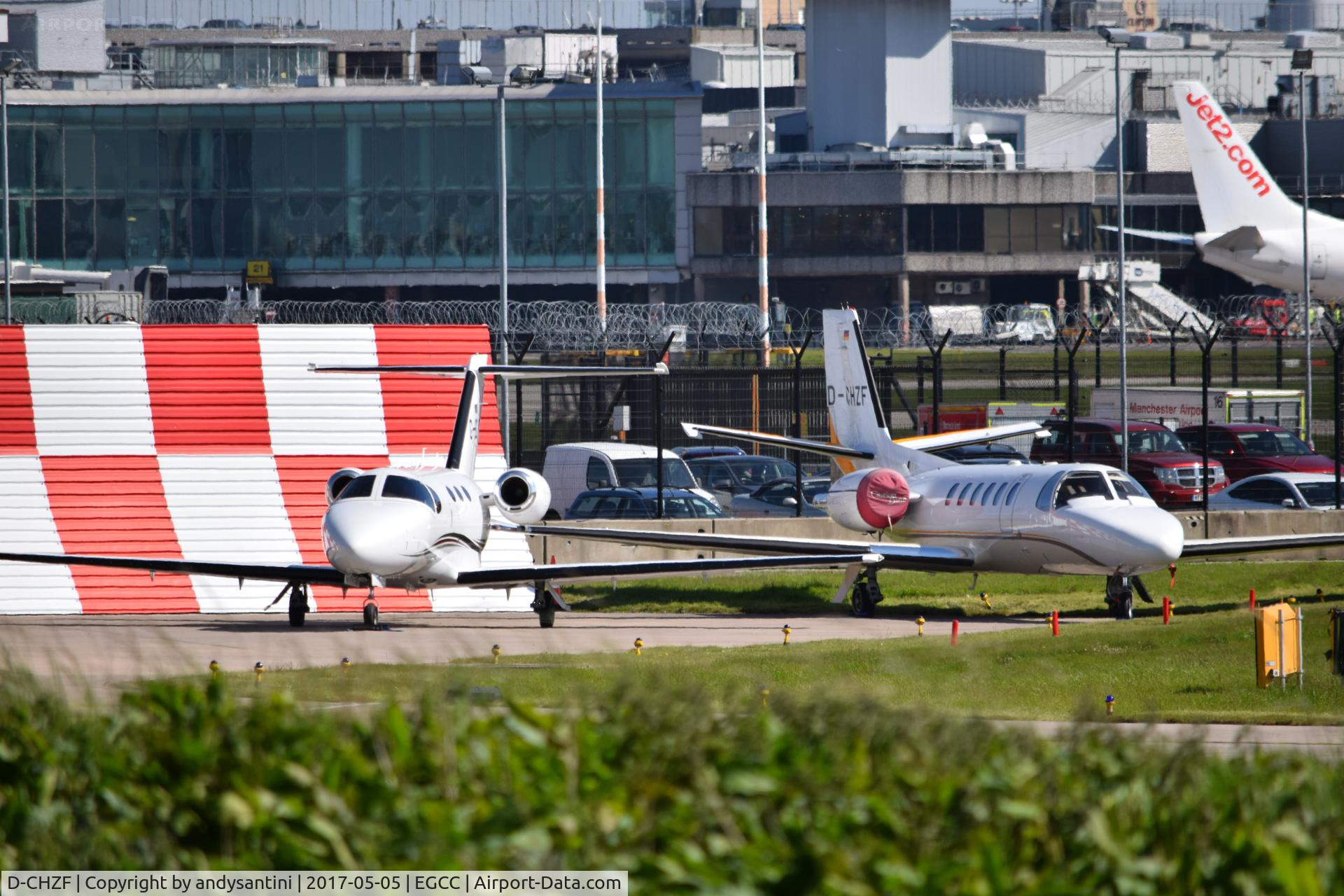 D-CHZF, 1999 Cessna 550 Citation Bravo C/N 550-0866, D-CHZF on the right of shot
G-SCCA on the left of shot 

both on parked on the [FBO exc ramp] 
man egcc uk